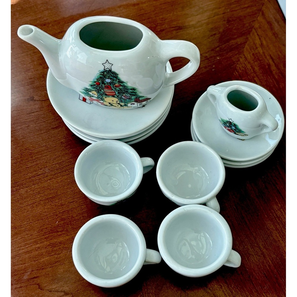 Vintage Japan Christmas Miniature Tea Set  Made in Japan 2 Patterns Replacements